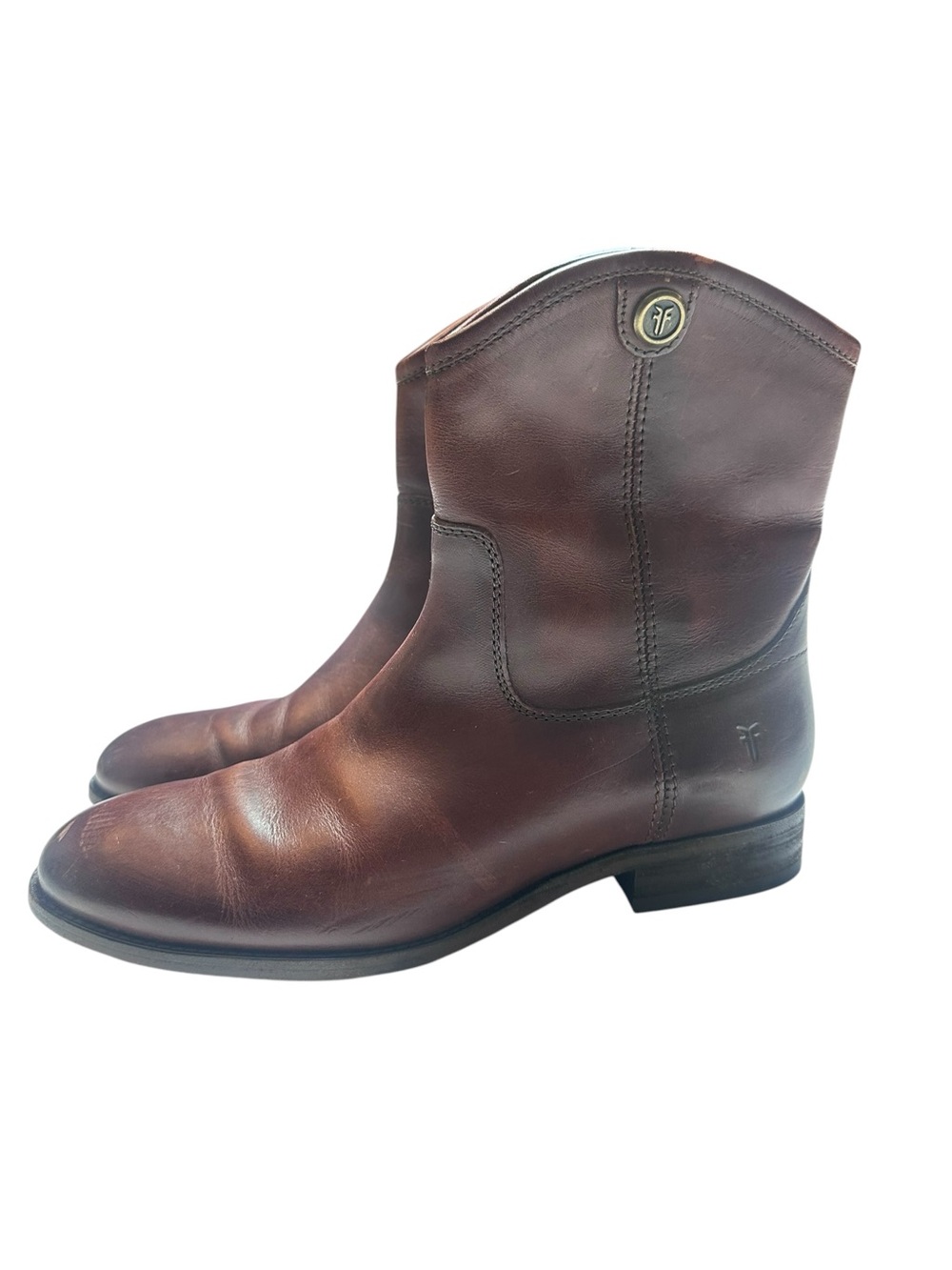Frye Melissa Button Short Bordeaux Leather Boots Women’s 8B Side Zip